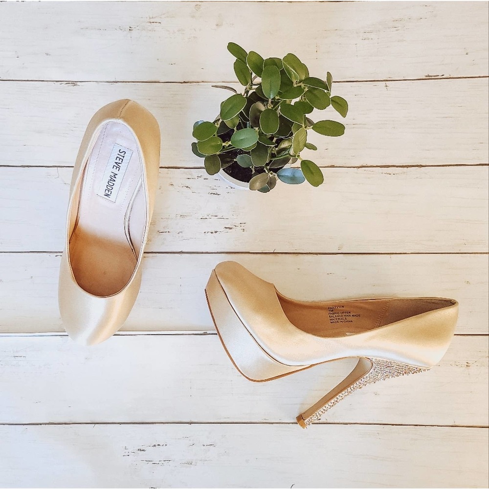 Steve Madden Cream Rhinestone Stilettos